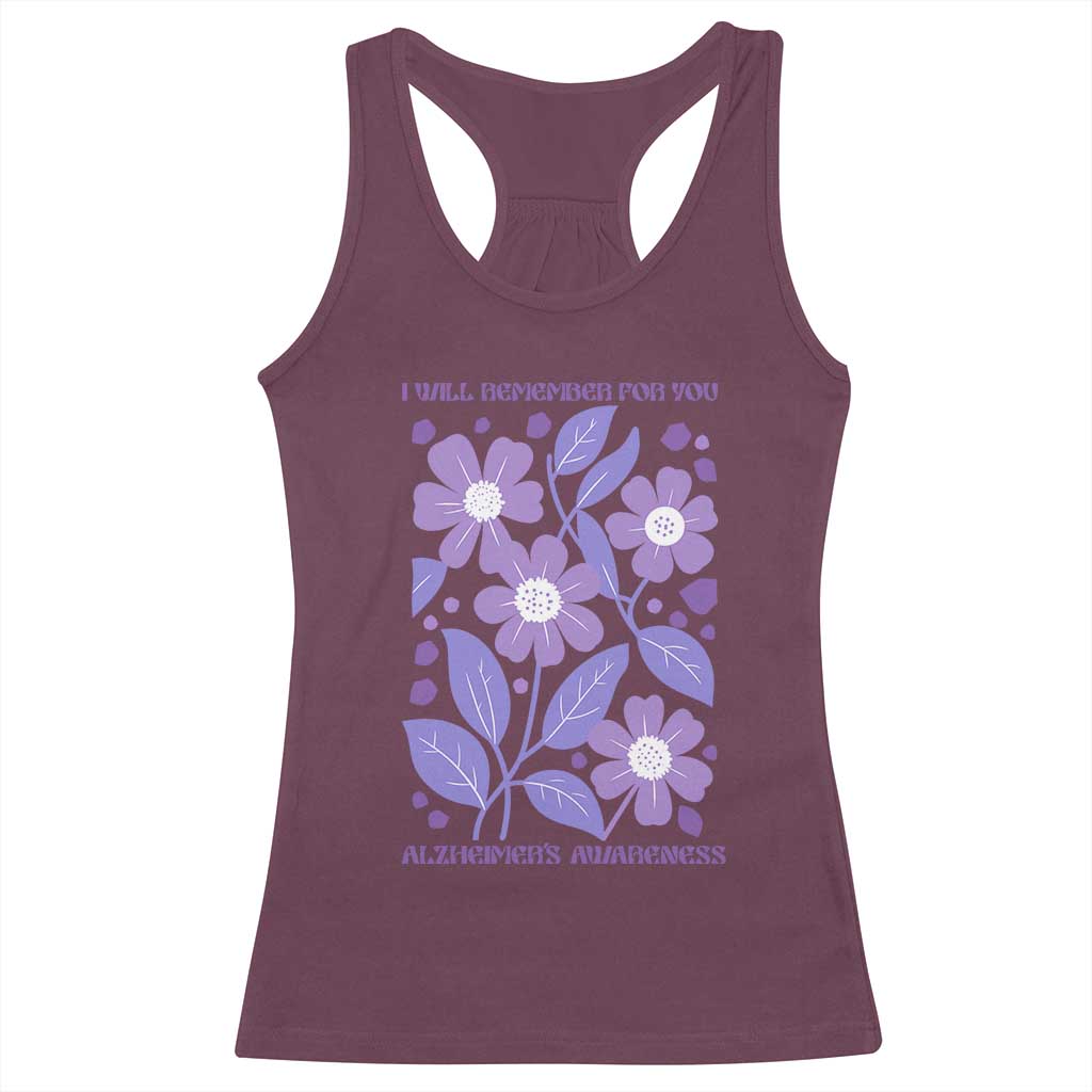 Alzheimers Purple Floral Retro Graphic Racerback Tank Top I Will Remember For You TS12 Maroon Print Your Wear