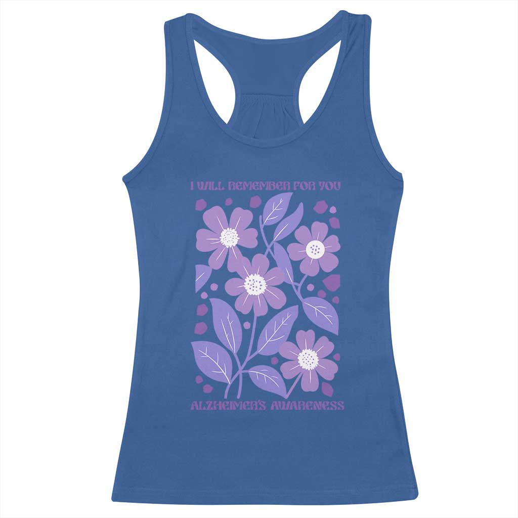 Alzheimers Purple Floral Retro Graphic Racerback Tank Top I Will Remember For You TS12 Royal Blue Print Your Wear