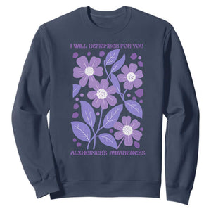 Alzheimers Purple Floral Retro Graphic Sweatshirt I Will Remember For You TS12 Navy Print Your Wear