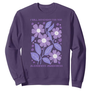 Alzheimers Purple Floral Retro Graphic Sweatshirt I Will Remember For You TS12 Purple Print Your Wear