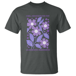 Alzheimers Purple Floral Retro Graphic T Shirt I Will Remember For You TS12 Dark Heather Print Your Wear