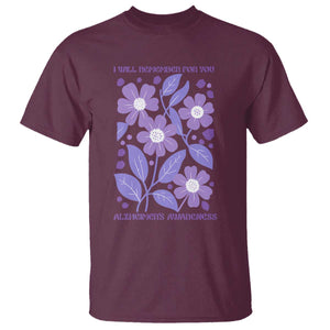 Alzheimers Purple Floral Retro Graphic T Shirt I Will Remember For You TS12 Maroon Print Your Wear