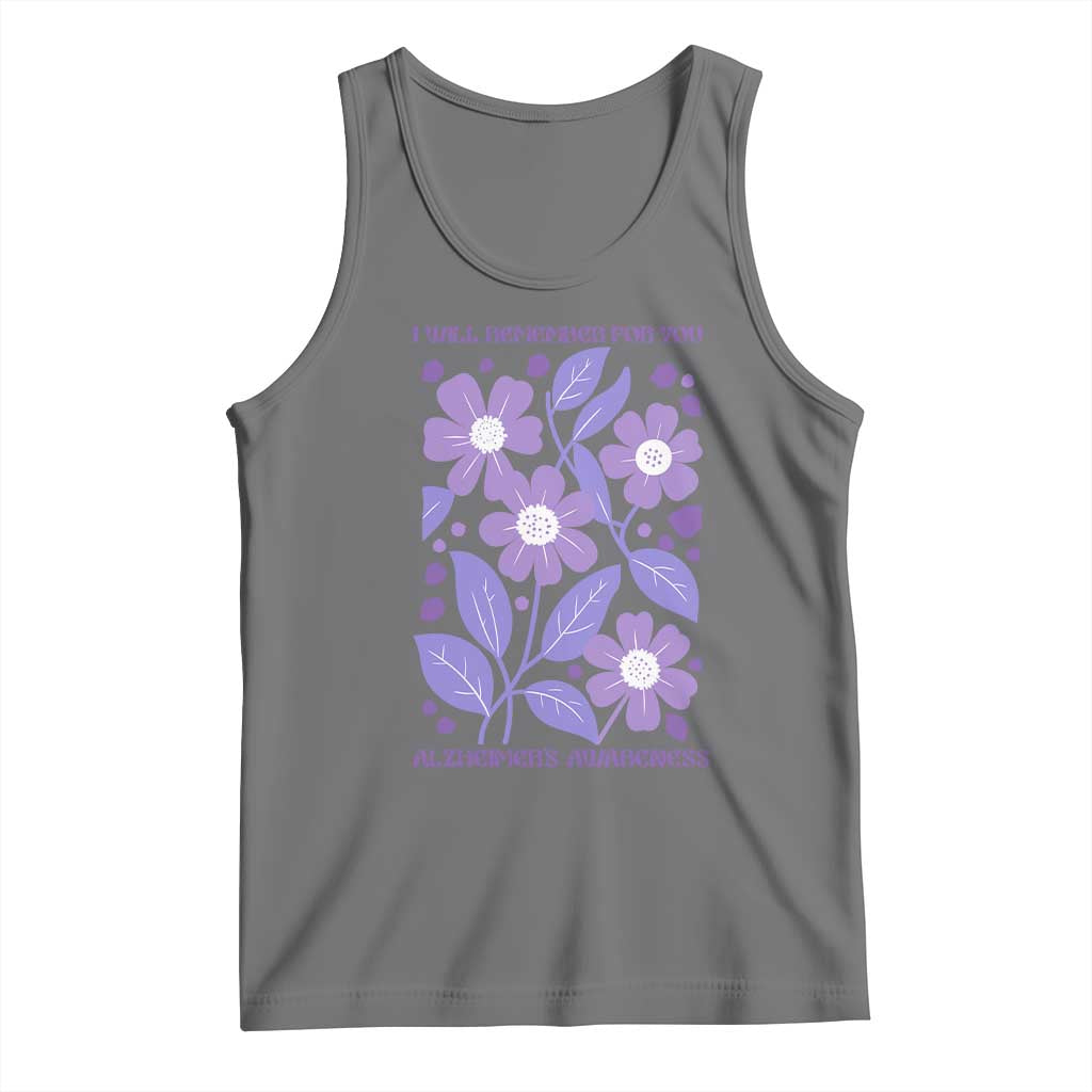 Alzheimers Purple Floral Retro Graphic Tank Top I Will Remember For You TS12 Black Heather Print Your Wear