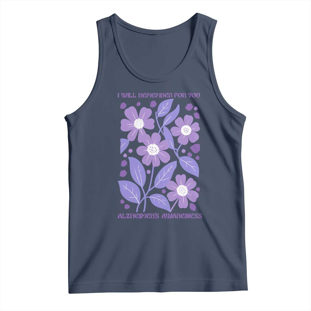 Alzheimers Purple Floral Retro Graphic Tank Top I Will Remember For You TS12 Navy Print Your Wear