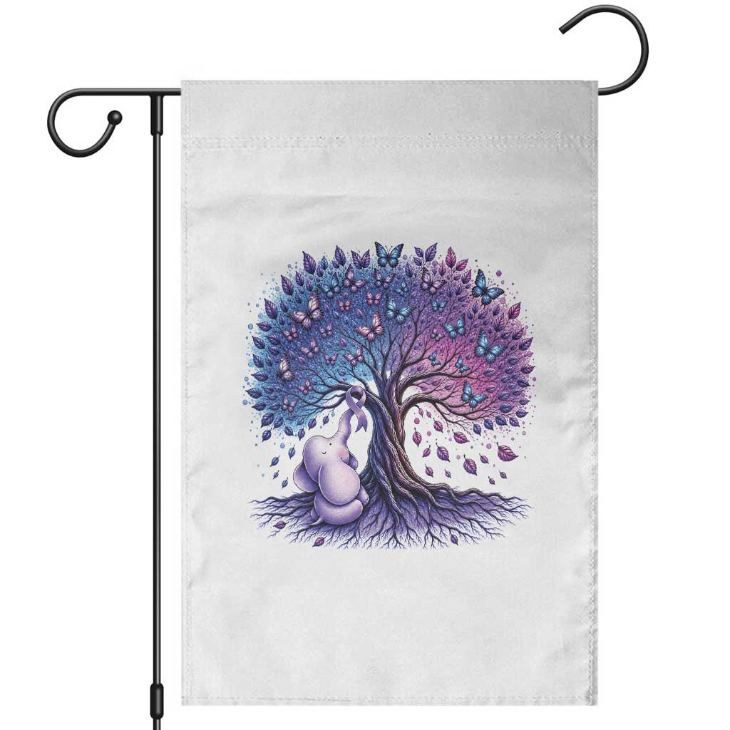 Purple Elephant Butterfly Ribbon Garden Flag Tree Of Life Alzheimers Support TS12 White Print Your Wear