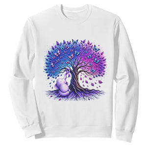 Purple Elephant Butterfly Ribbon Sweatshirt Tree Of Life Alzheimers Support TS12 White Print Your Wear