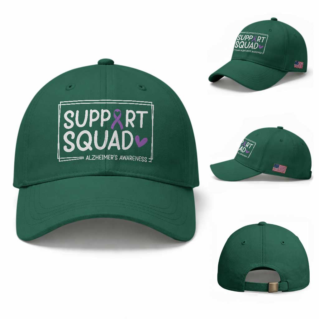 Support Squad Alzheimers Baseball Cap Purple Ribbon Hope Strength Love TS12 Baseball Cap Universal Fit Irish Green Print Your Wear