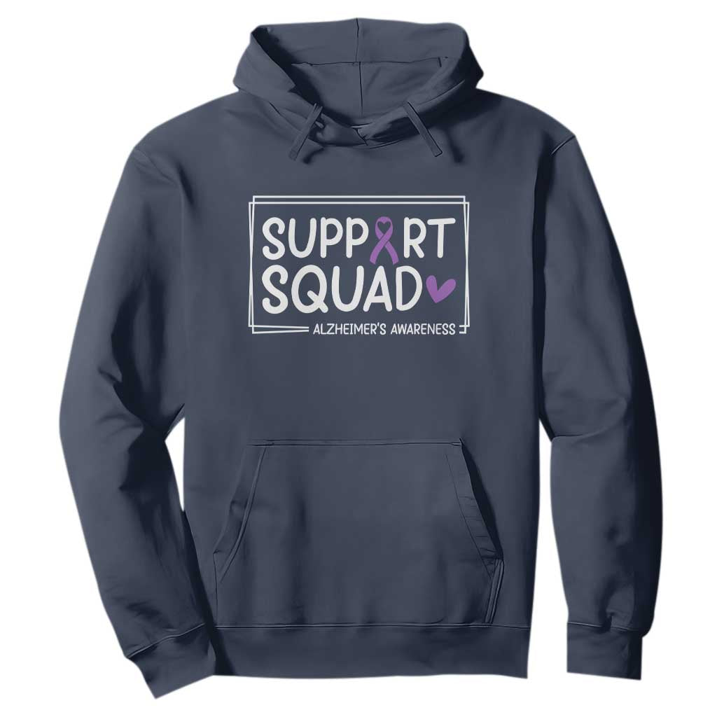 Support Squad Alzheimers Hoodie Purple Ribbon Hope Strength Love TS12 Navy Print Your Wear