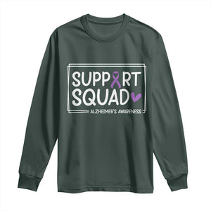 Support Squad Alzheimers Long Sleeve Shirt Purple Ribbon Hope Strength Love TS12 Dark Forest Green Print Your Wear