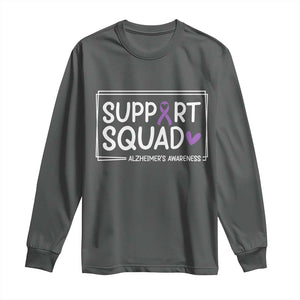 Support Squad Alzheimers Long Sleeve Shirt Purple Ribbon Hope Strength Love TS12 Dark Heather Print Your Wear