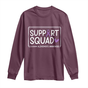 Support Squad Alzheimers Long Sleeve Shirt Purple Ribbon Hope Strength Love TS12 Maroon Print Your Wear