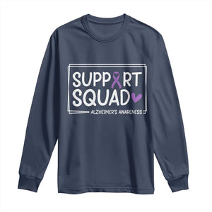 Support Squad Alzheimers Long Sleeve Shirt Purple Ribbon Hope Strength Love TS12 Navy Print Your Wear