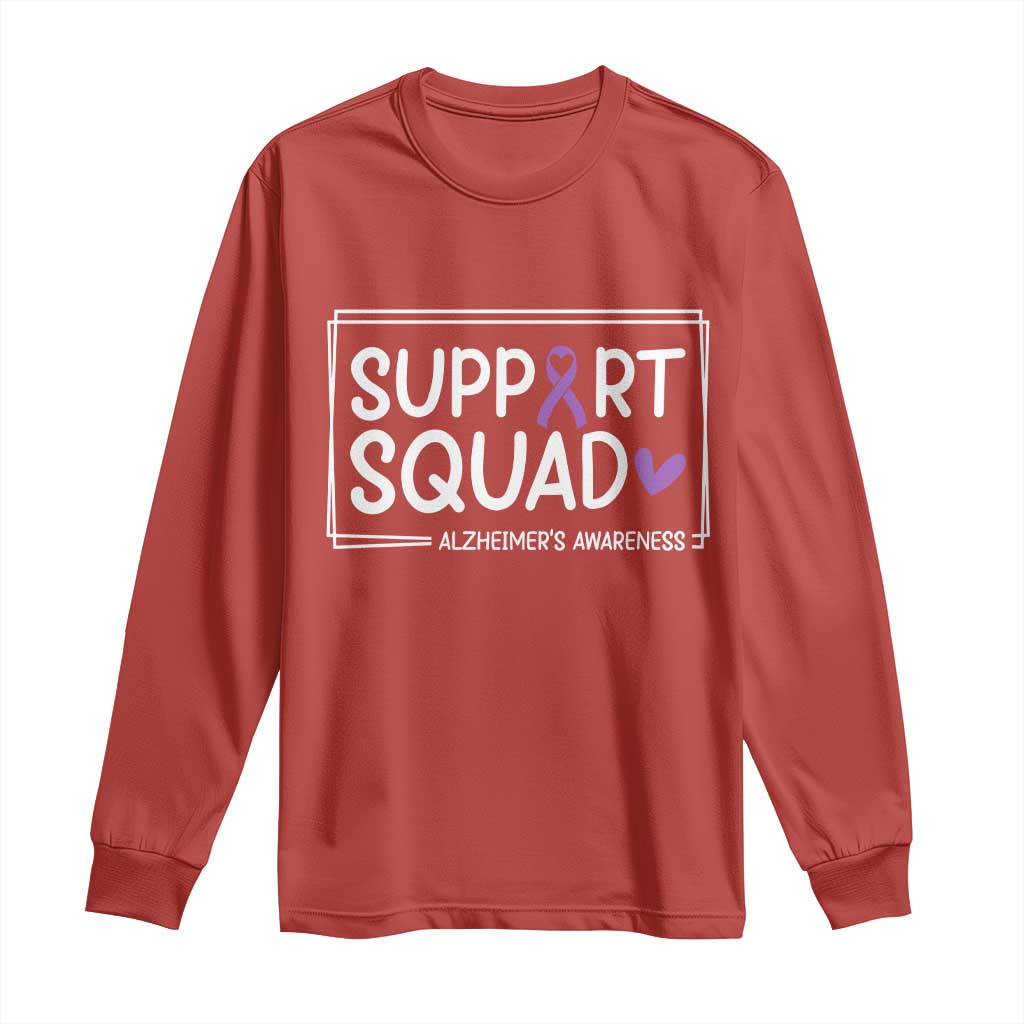 Support Squad Alzheimers Long Sleeve Shirt Purple Ribbon Hope Strength Love TS12 Red Print Your Wear