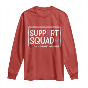 Support Squad Alzheimers Long Sleeve Shirt Purple Ribbon Hope Strength Love TS12 Red Print Your Wear
