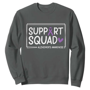Support Squad Alzheimers Sweatshirt Purple Ribbon Hope Strength Love TS12 Dark Heather Print Your Wear