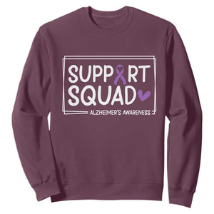 Support Squad Alzheimers Sweatshirt Purple Ribbon Hope Strength Love TS12 Maroon Print Your Wear