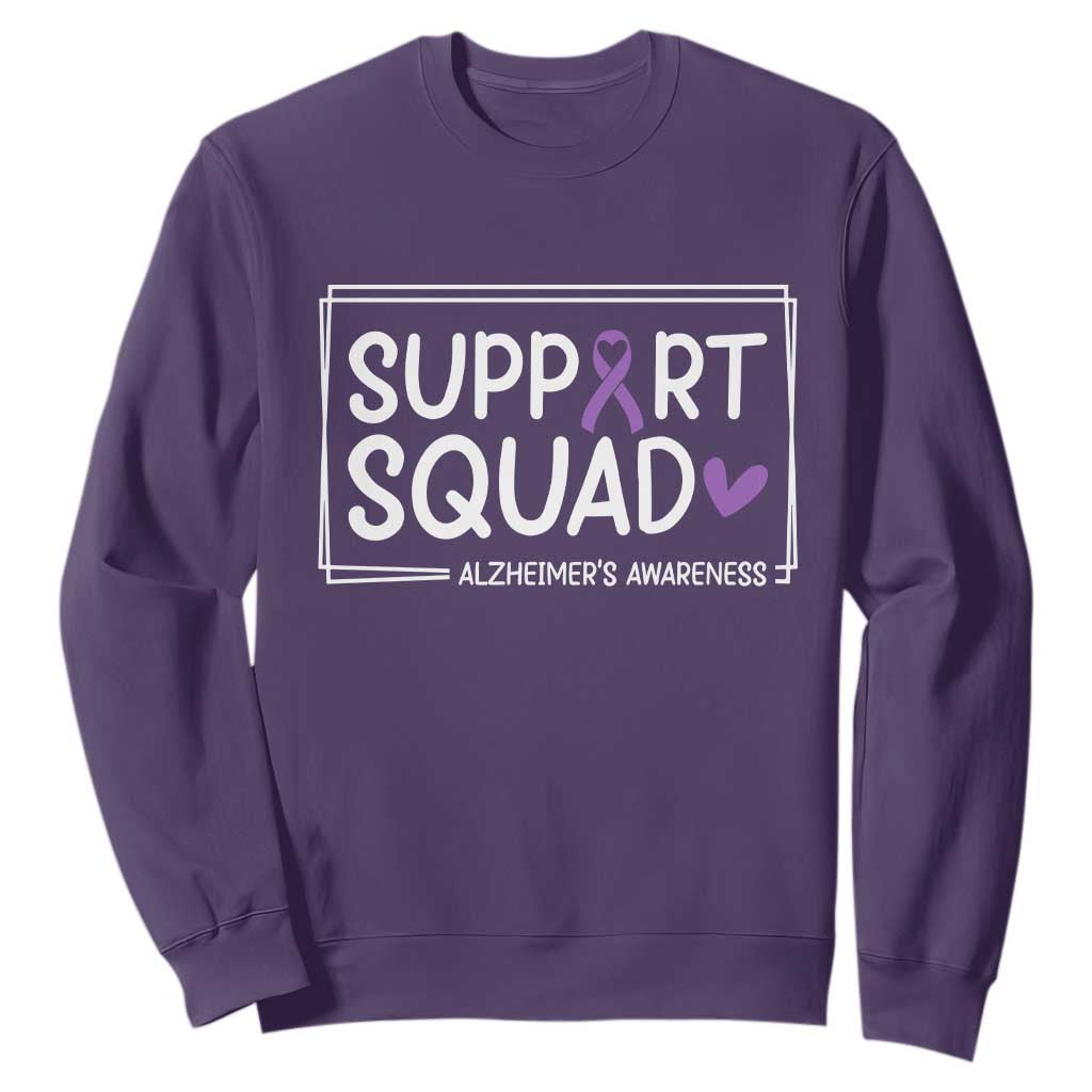 Support Squad Alzheimers Sweatshirt Purple Ribbon Hope Strength Love TS12 Purple Print Your Wear