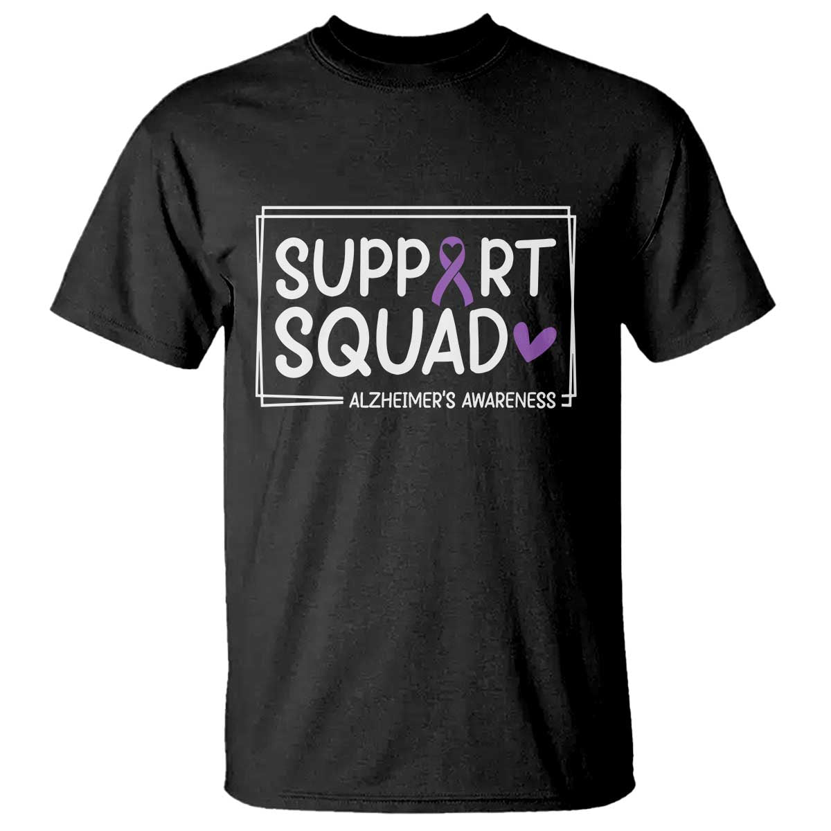 Support Squad Alzheimers T Shirt Purple Ribbon Hope Strength Love TS12 Black Print Your Wear