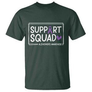 Support Squad Alzheimers T Shirt Purple Ribbon Hope Strength Love TS12 Dark Forest Green Print Your Wear