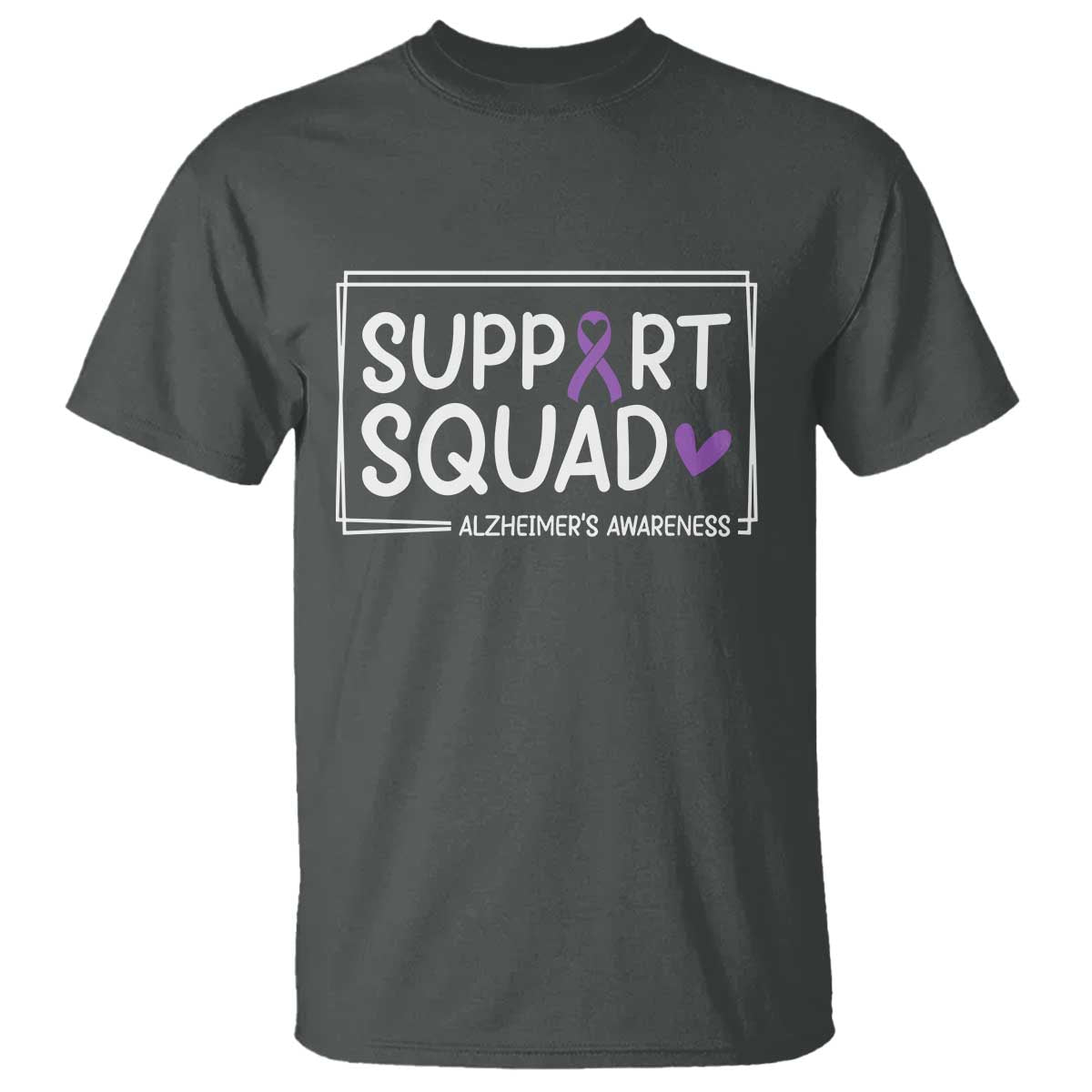 Support Squad Alzheimers T Shirt Purple Ribbon Hope Strength Love TS12 Dark Heather Print Your Wear