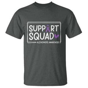 Support Squad Alzheimers T Shirt Purple Ribbon Hope Strength Love TS12 Dark Heather Print Your Wear