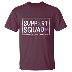 Support Squad Alzheimers T Shirt Purple Ribbon Hope Strength Love TS12 Maroon Print Your Wear