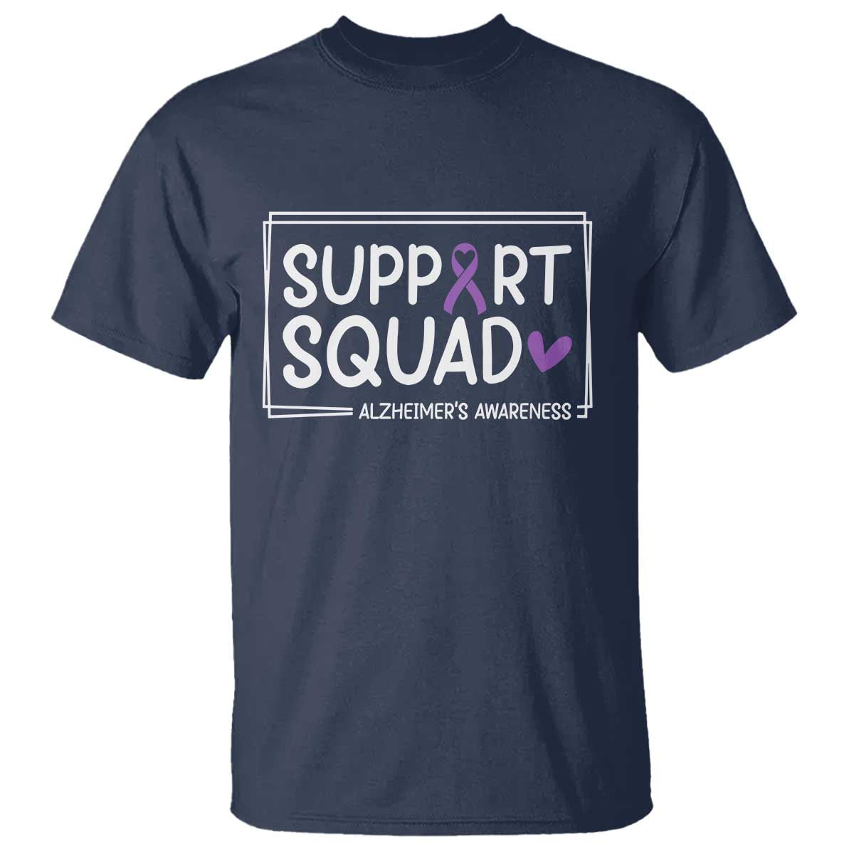 Support Squad Alzheimers T Shirt Purple Ribbon Hope Strength Love TS12 Navy Print Your Wear