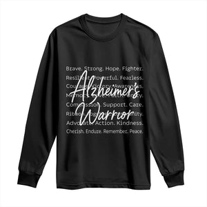 Alzheimers Warrior Purple Ribbon Support Word Cloud Typography Long Sleeve Shirt TS12 Black Print Your Wear
