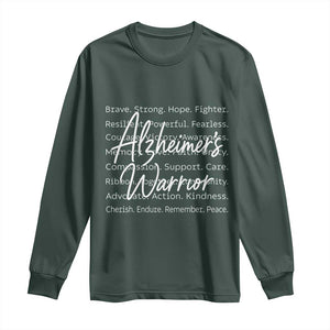 Alzheimers Warrior Purple Ribbon Support Word Cloud Typography Long Sleeve Shirt TS12 Dark Forest Green Print Your Wear
