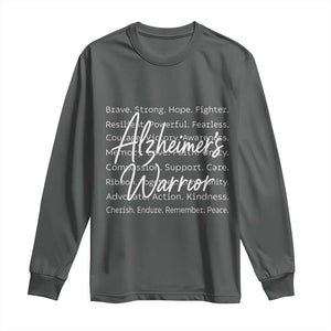 Alzheimers Warrior Purple Ribbon Support Word Cloud Typography Long Sleeve Shirt TS12 Dark Heather Print Your Wear