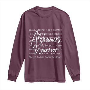 Alzheimers Warrior Purple Ribbon Support Word Cloud Typography Long Sleeve Shirt TS12 Maroon Print Your Wear