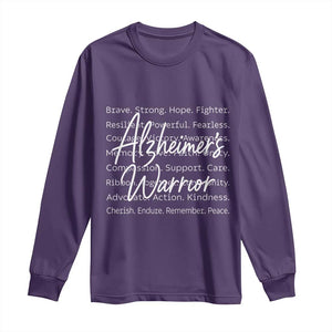 Alzheimers Warrior Purple Ribbon Support Word Cloud Typography Long Sleeve Shirt TS12 Purple Print Your Wear