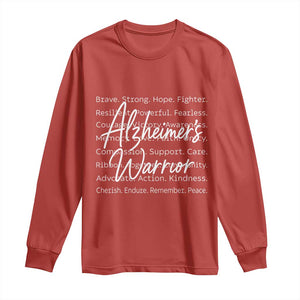 Alzheimers Warrior Purple Ribbon Support Word Cloud Typography Long Sleeve Shirt TS12 Red Print Your Wear