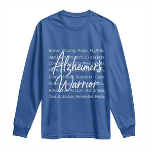 Alzheimers Warrior Purple Ribbon Support Word Cloud Typography Long Sleeve Shirt TS12 Royal Blue Print Your Wear