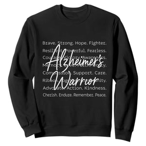 Alzheimers Warrior Purple Ribbon Support Word Cloud Typography Sweatshirt TS12 Black Print Your Wear
