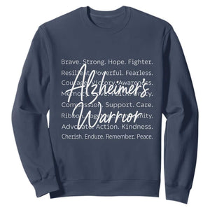 Alzheimers Warrior Purple Ribbon Support Word Cloud Typography Sweatshirt TS12 Navy Print Your Wear