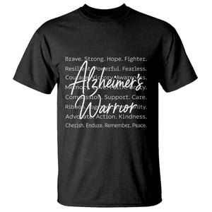 Alzheimers Warrior Purple Ribbon Support Word Cloud Typography T Shirt TS12 Black Print Your Wear