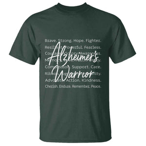 Alzheimers Warrior Purple Ribbon Support Word Cloud Typography T Shirt TS12 Dark Forest Green Print Your Wear