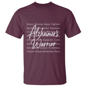 Alzheimers Warrior Purple Ribbon Support Word Cloud Typography T Shirt TS12 Maroon Print Your Wear