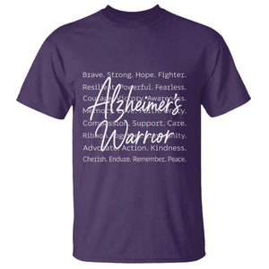Alzheimers Warrior Purple Ribbon Support Word Cloud Typography T Shirt TS12 Purple Print Your Wear