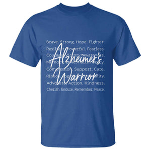 Alzheimers Warrior Purple Ribbon Support Word Cloud Typography T Shirt TS12 Royal Blue Print Your Wear