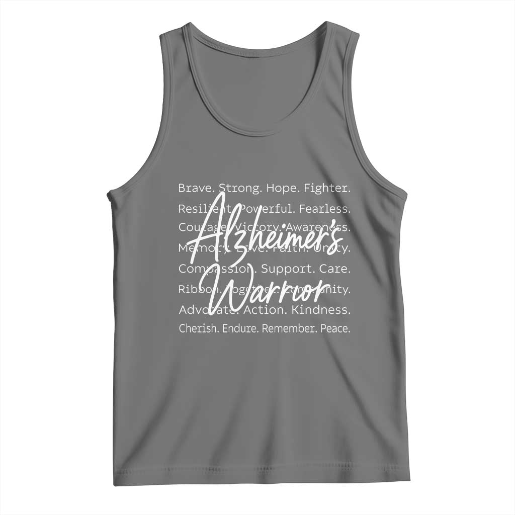 Alzheimers Warrior Purple Ribbon Support Word Cloud Typography Tank Top TS12 Black Heather Print Your Wear