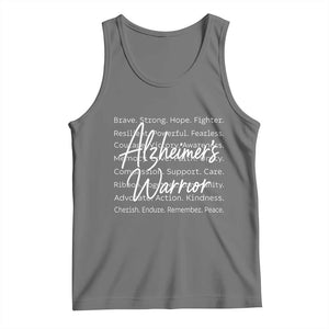 Alzheimers Warrior Purple Ribbon Support Word Cloud Typography Tank Top TS12 Black Heather Print Your Wear