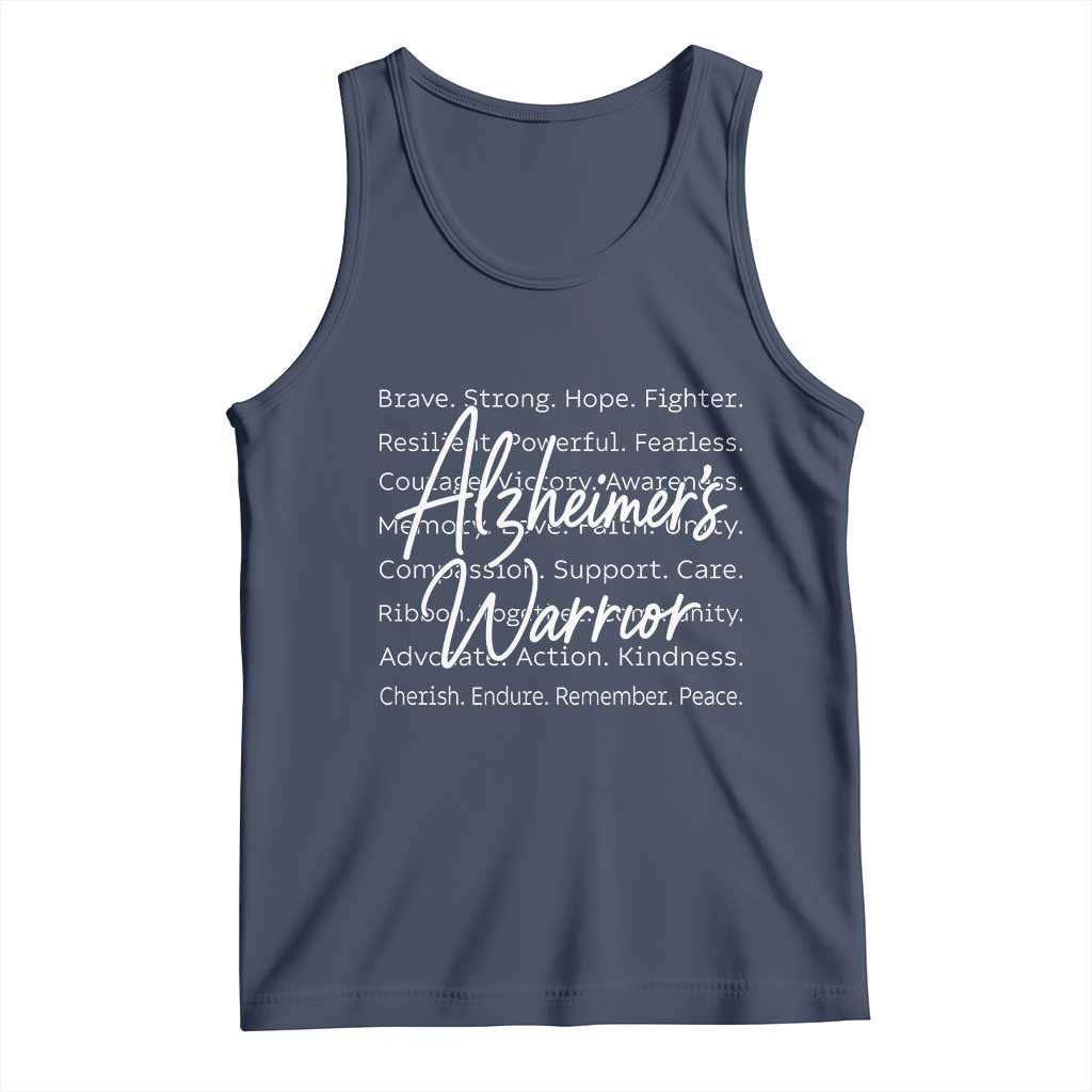 Alzheimers Warrior Purple Ribbon Support Word Cloud Typography Tank Top TS12 Navy Print Your Wear