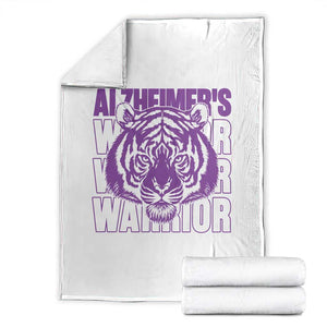 Alzheimer's Warrior Throw Blanket Purple Tiger Ribbon Support Graphic TS12 White Print Your Wear
