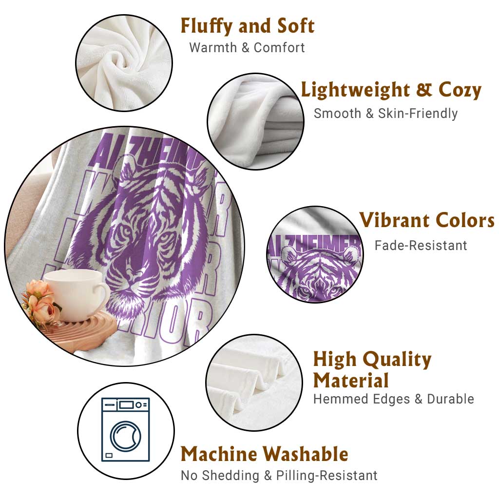 Alzheimer's Warrior Throw Blanket Purple Tiger Ribbon Support Graphic TS12 Print Your Wear