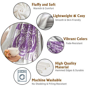 Alzheimer's Warrior Throw Blanket Purple Tiger Ribbon Support Graphic TS12 Print Your Wear