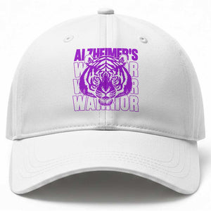 Alzheimer's Warrior Baseball Cap Purple Tiger Ribbon Support Graphic TS12 Print Your Wear