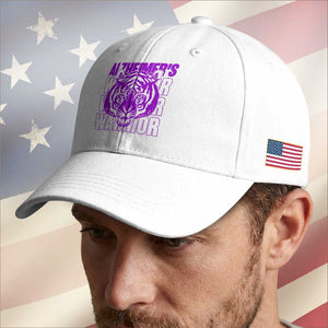 Alzheimer's Warrior Baseball Cap Purple Tiger Ribbon Support Graphic TS12 Print Your Wear