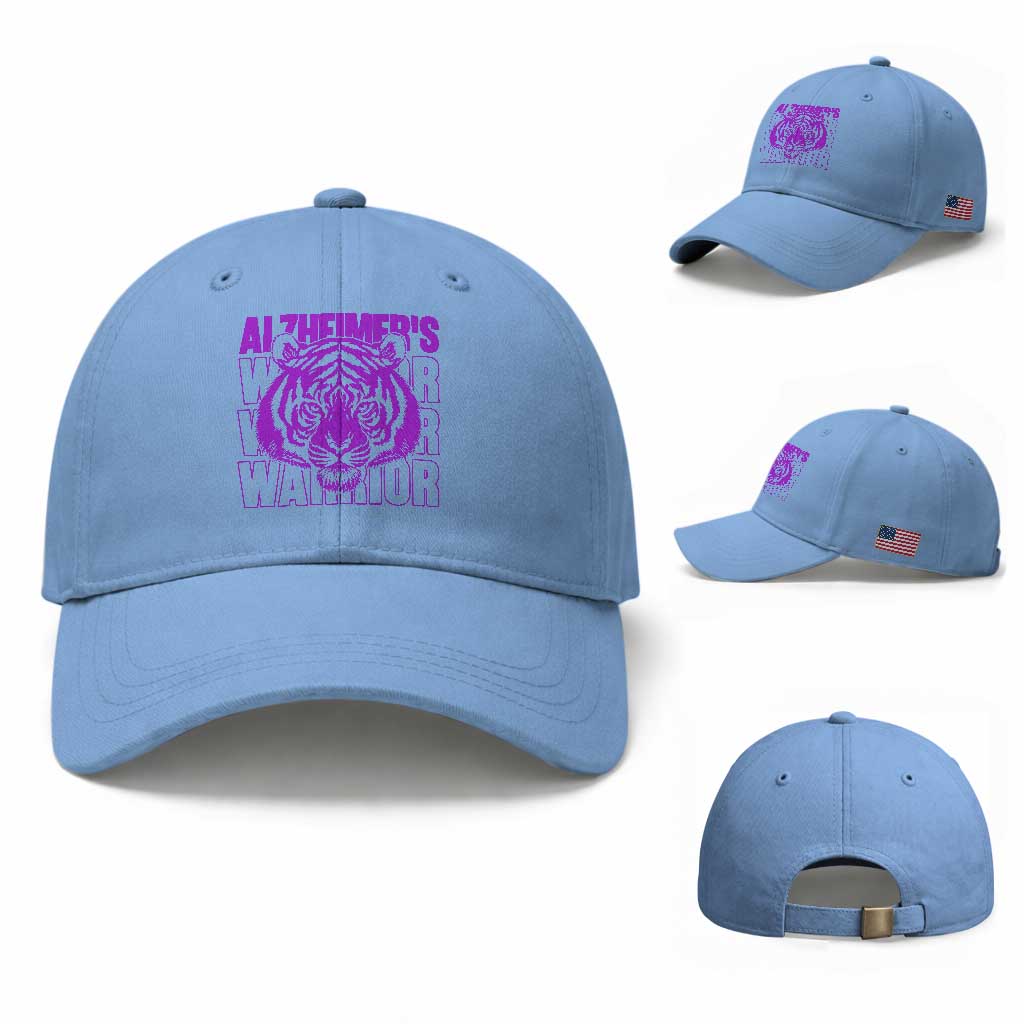 Alzheimer's Warrior Baseball Cap Purple Tiger Ribbon Support Graphic TS12 Baseball Cap Universal Fit Light Blue Print Your Wear